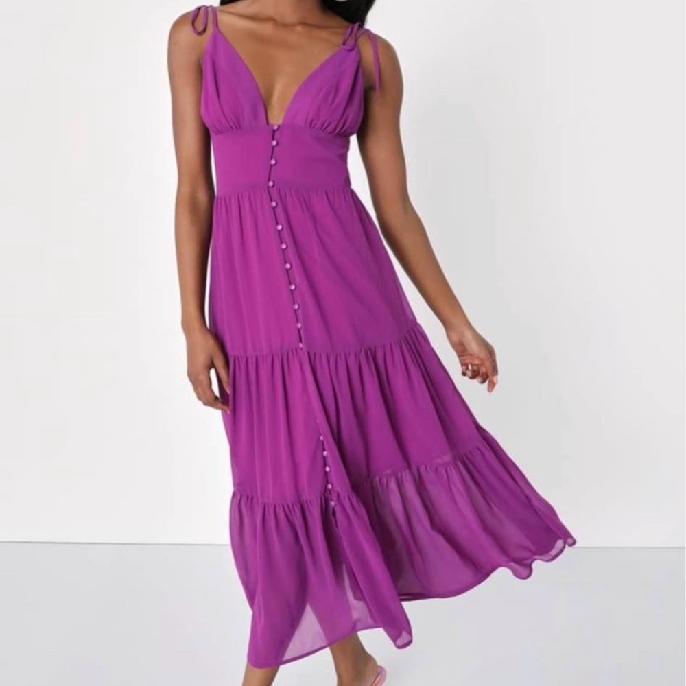 Everlasting sight purple tie strap Midi -  Lulus dress